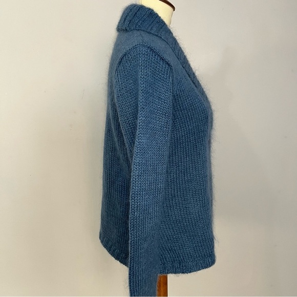 Vintage Talbots Mohair Knit Sweater Women's Blue Double-Breasted Cardigan Cozy - Picture 5 of 9